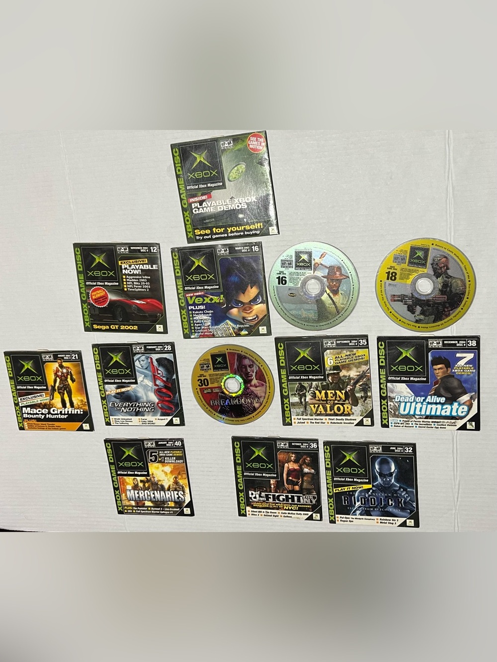 Lot Of 13 Official Xbox Magazine Demo Game Discs Sleeve Def Jam Fight For Ny